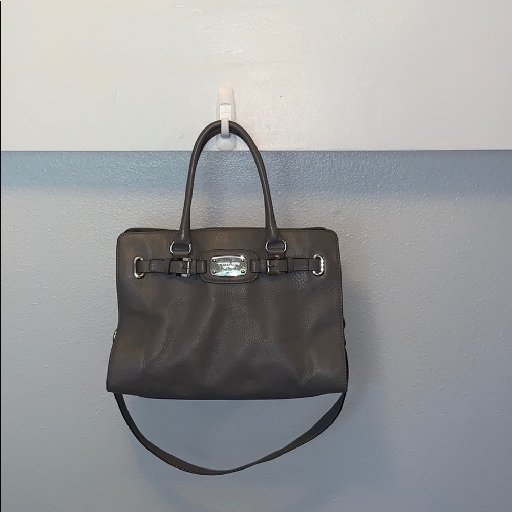 Michael Kors gray leather purse.